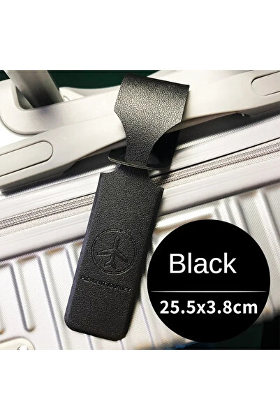 Choice3 black Men Women Yellow PU Leather Luggage Tag Portable Suitcase Ident...