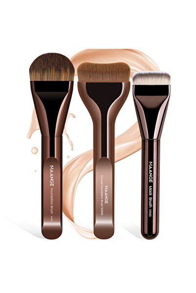 Choice Dark Brown MAANGE 3pcs Makeup Brushes Aluminum Tube Makeup Brush Found...