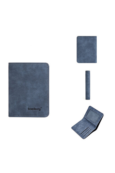Choice Blue Baellerry Men's Thin Sanded Leather Wallet Casual Business Multi-...