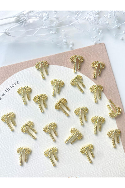 Choice1 20pcs 20pcs exquisite lace bow Nail Art Gold Silver Metal Bowknot But...