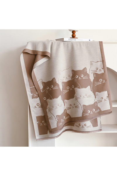 choice2 khaki New Fashion Brand Cute Cat Ladies' Jacquard Pashmina Cashmere S...