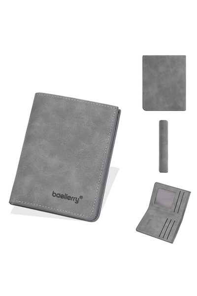 Choice3 Gray Baellerry New Short Men Wallet Small Card Bags Photo Holder Thin...