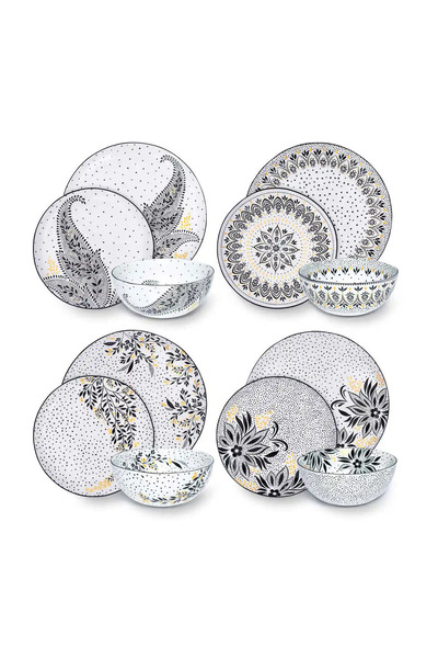 Portmeirion Set de veselă din porțelan premium, x Sara Miller, Artisanne Noir...