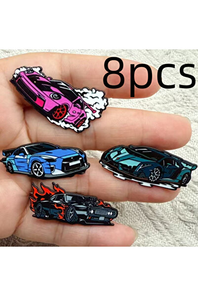Choice Light Yellow Gold Color 8pcs Cool Cartoon Race Car Pins Speedy Enamel ...