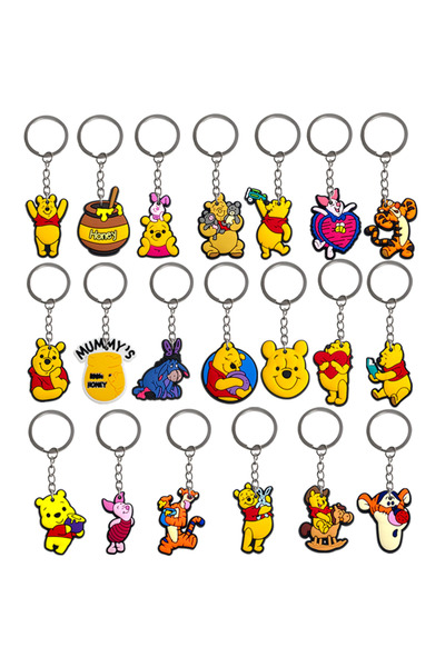 Choice 8 cm 20pcs set Disney Winnie the Pooh 2D Key Chain 20 Designs Soft Fla...
