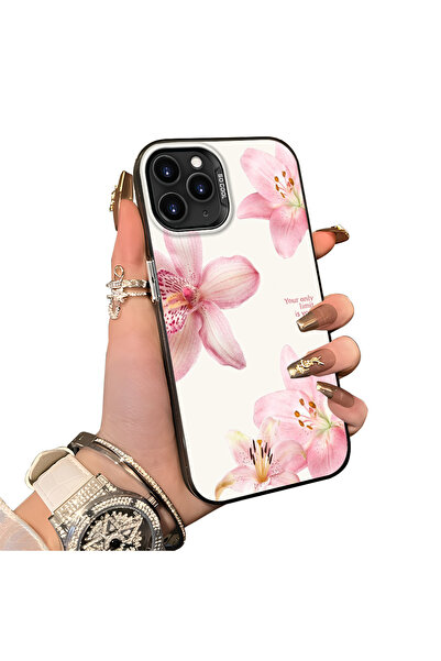 Hontinga iPhone 11 Pro Max Uyumlu Silikon Kenar Sert Arka Kılıf Couple Telefo...