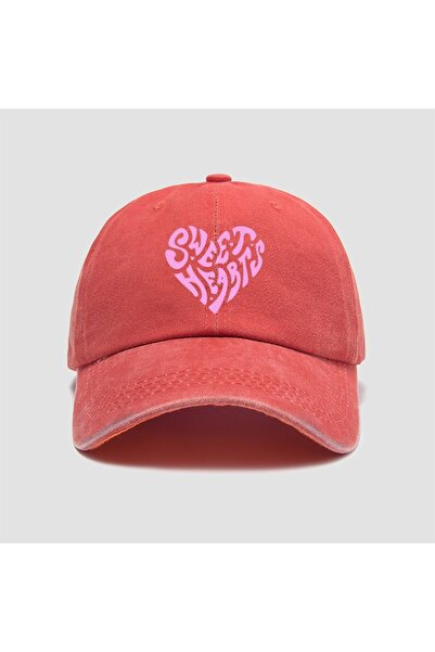 Choice6 Adjustable Orange Pink heart-shaped letter printed baseball cap, vers...