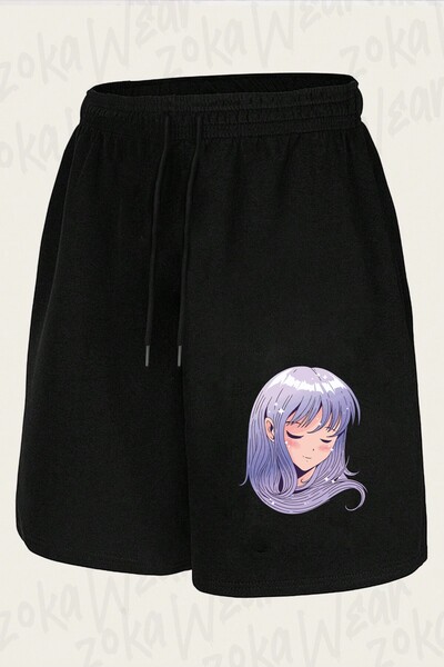ZOKAWEAR Unisex Purple Hair Lila Young Girl Design Printed Shorts