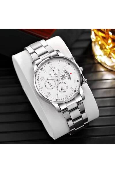choice2 Silver White Luxury Men Business Watches Fashion Calendar Quartz Watc...