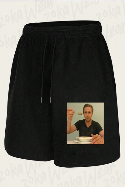 ZOKAWEAR Unisex σορτς με στάμπα με τον Ράιαν Γκόσλινγκ να τρώει τα δημητριακά...
