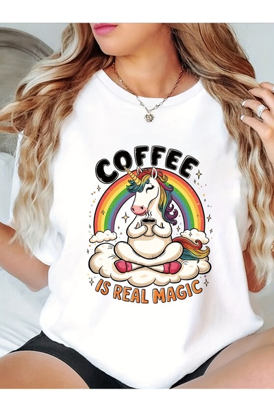 23 nisan Emotional Unicorn Flower Round Neck T-Shirt Spring Summer Casual Sho...