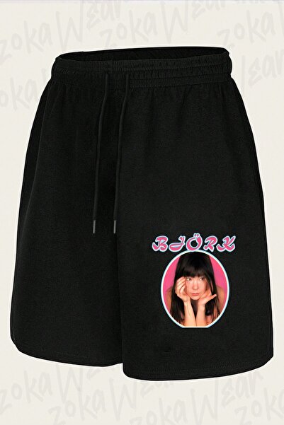 ZOKAWEAR شورت مطبوع بتصميم Bjork Circle Tee للجنسين
