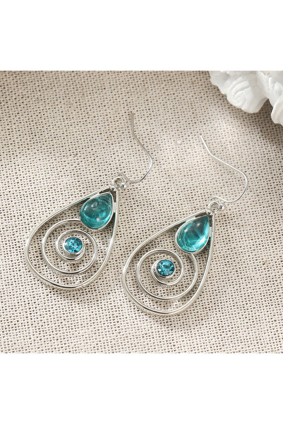 Choice A761-1 Fashion Inlaid Synthetic Lake Blue Zircon Dangle Earrings Women...