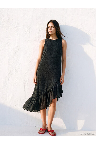 LC Waikiki I Shiny Textured Asymmetrical Planting Dress from Freezen Store