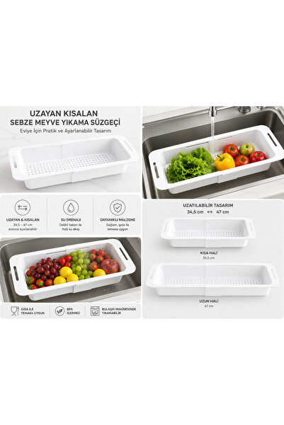 GenelTedarik Uzayan Eviye Strainer Vegetable Fruit Washing Strainer