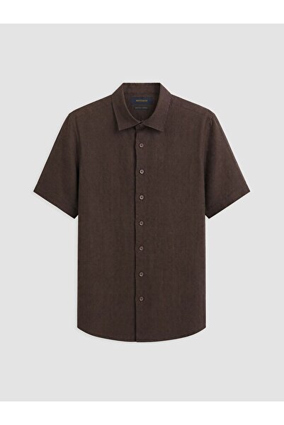 LC Waikiki Southblue Brown Regular Fit 100% Linen Men's Shirt