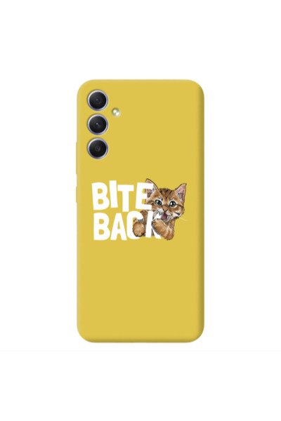 Other Samsung A34 bitte back cat Yellow Colored Silicone TPU Θήκη