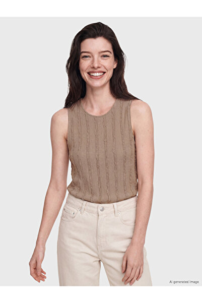 LC Waikiki Lcw Comfort Beige Ribbed Crew Neck Women's Undershirt