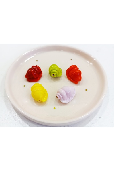 ADAMODART Murano Glass Sea Shell Beads – Handmade Lampwork Glass Beads (5 Pie...