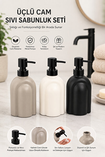 Evsun Home Collection 3 Pieces Pi̇nterest Model Liquid Soap Dispenser Set Mix...