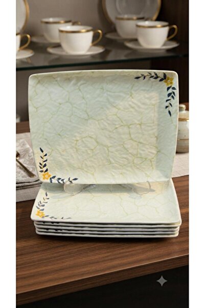 Kamersan 6'lı Dikdörtgen Kayık Tabak Sunum Tabağı Servis Tabağı 23*18 cm – Ka...