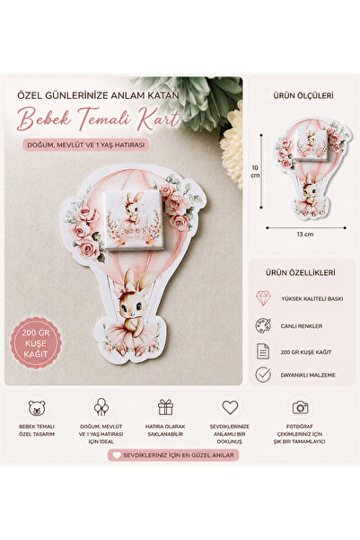 LiyaCraft 50 Pcs Balloon Bunny Baby Chocolate Card |   13 X 10 cm |   200 Gr ...