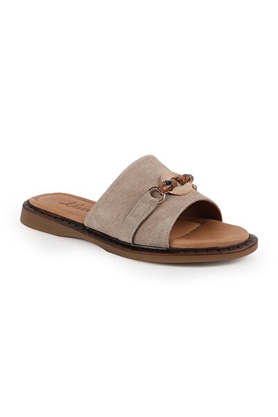 Libero Women's Slippers Suede Open Toe Metal Buckle Mother's Shoes Wide Fit L...