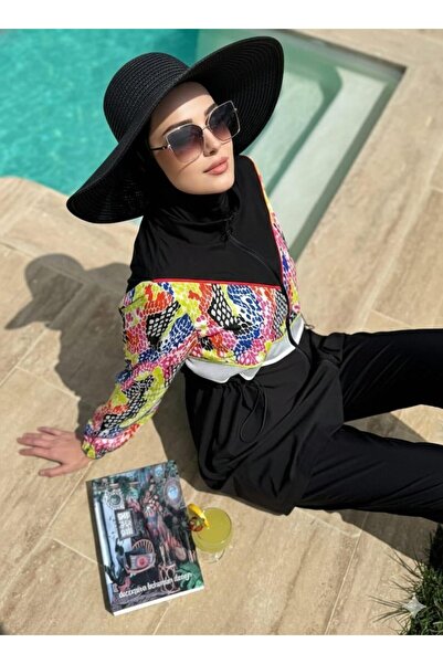 Moodbasic YENİ KADIN FİLE ŞERİTLİ TESETTÜR MAYO SW36.295
