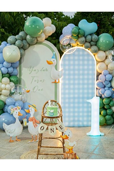 Çemrek Süs Parti Ada Çayı Green Blue Beige Balloon Chain Set of 100