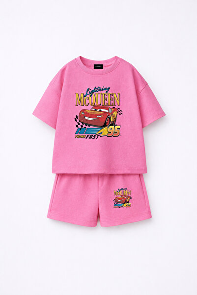 fasardi Cars Cars Lightning Mcqueen Printed Oversize 100% Cotton T-Shirt Shor...