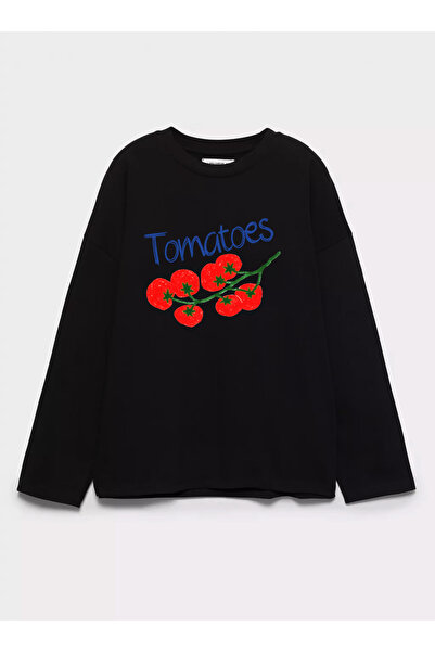 Disante 100% bumbac, cu potrivire oversize, cu imprimeu cu roșii - tricou cu ...