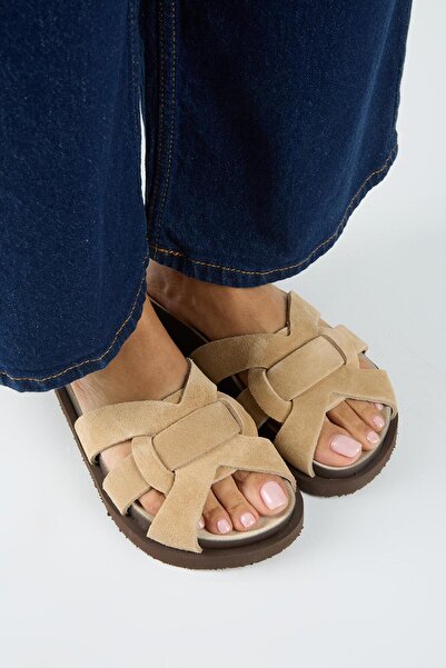 Manijero Bartolo Women's Leather Genuine Leather Caged Sand Slippers