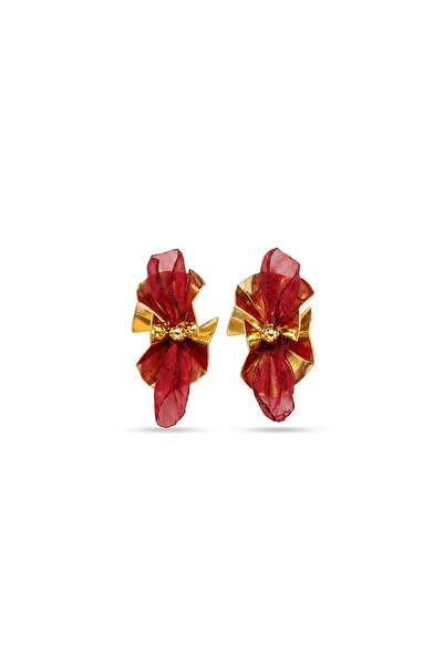 Charmist Steel Étoffe Earrings Burgundy