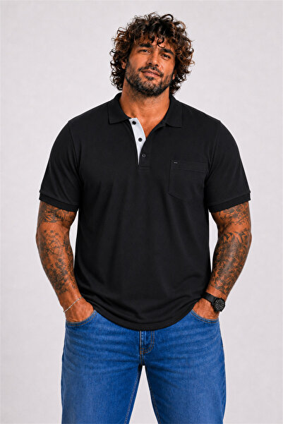 Starbattal Men's Large Size Single Jersey Polo T-Shirt Classic Pocket 26402 B...