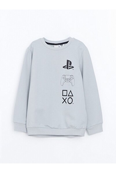 LC Waikiki Lcw Kids Gray Crew Neck Playstation Printed Boys' T-Shirt