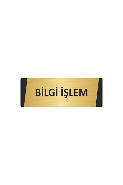 Özarslan Dizayn لافتة تحذير معدنية لمعالجة المعلومات مقاس 10×20 سم لون ذهبي