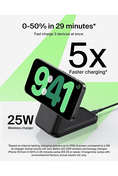 Belkin UltraCharge 3 in 1 Magnetic Wireless Charger Qi2, 25W for iphone 18