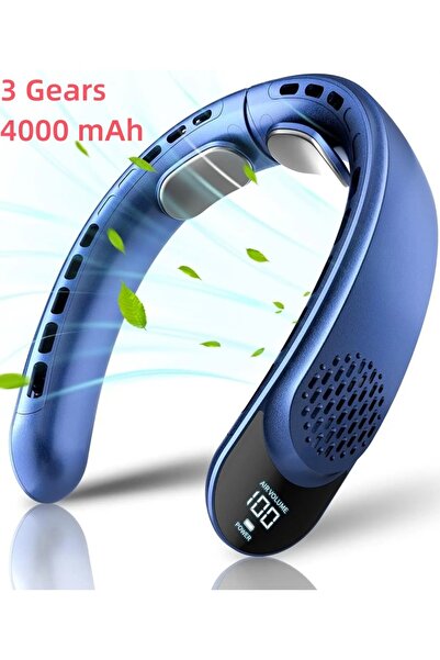 Choice مروحة رقبة USB جديدة محسنة باللون الأزرق، تصميم بدون شفرات، سهلة التحك...