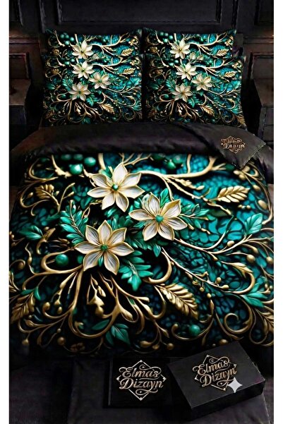 Elmas Dizayn Special Design Brand Double Duvet Cover Set Organic Satin & Cott...
