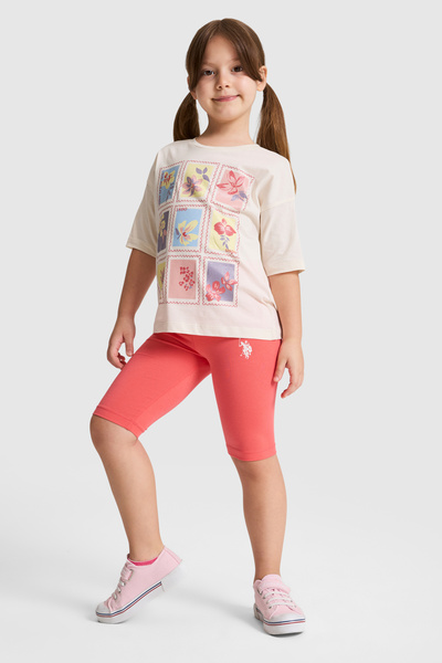 U.S. Polo Assn. Girl's Ecru Top and Bottom Set 50326618-Vr019