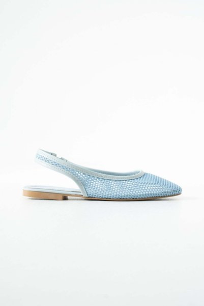 BeBeQ Store Carleone Blue Women's Shoes with Open Back and Mesh Detail