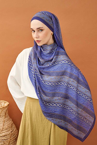 Silk Home Riva Shawl Tencel Ethnic Way Midnight Blue