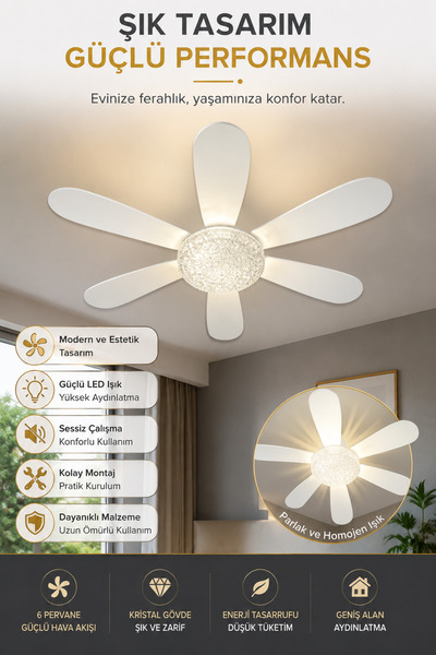 RBR Pervaneli kristal led ampül beyaz ve gün ışığı
