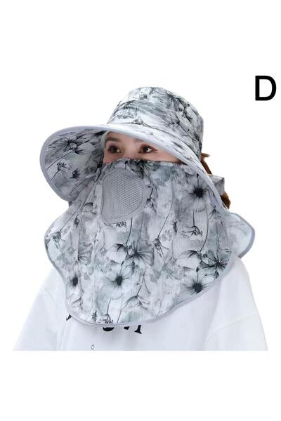 Choice1 D Summer Women Wide Brim Garden Work Shade Hat Face Mask No Detachabl...