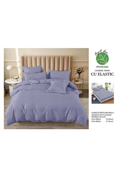 naniland.ro Lenjerie de Pat Finet Unicolor 2 Persoane 6 Piese cu Elastic 180x...