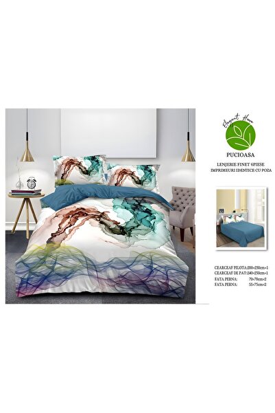 naniland.ro Lenjerie de Pat 5D Finet 2 Persoane 6 Piese fără Elastic 200x230 ...