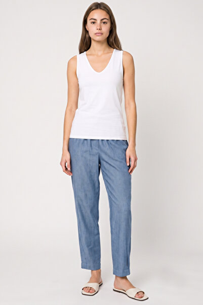 Sementa High Waist Draped Tencel Trousers - Blue