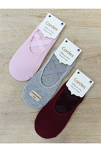 CARDES 3 ÇİFT PİLATES ÇORABI SİLİKON BASKILI COTON