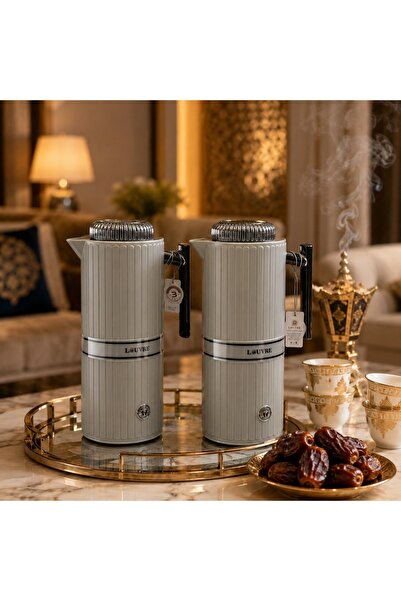 laverahome طقم ترامس فاخره لون رمادي فاتح مع اسود 1.0 لتر بتصميم أنيق. |