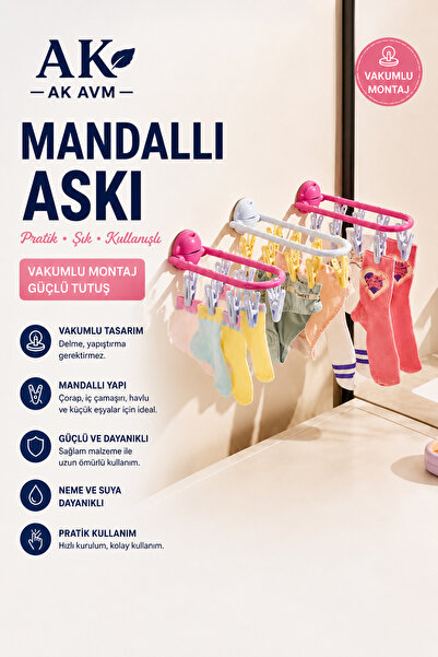 Ak Avm Vantuzlu Elbise Askısı Banyo, Balkon için Çok Amaçlı Çoraplar ve Küçük...